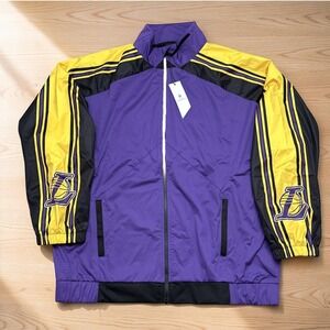 QORE Los Angeles Lakers Windbreaker Track Jacket Purple Full Zip XL NWT